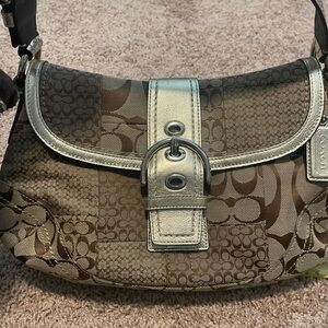 Coach Patchwork Brown and Gold Shoulder Bag